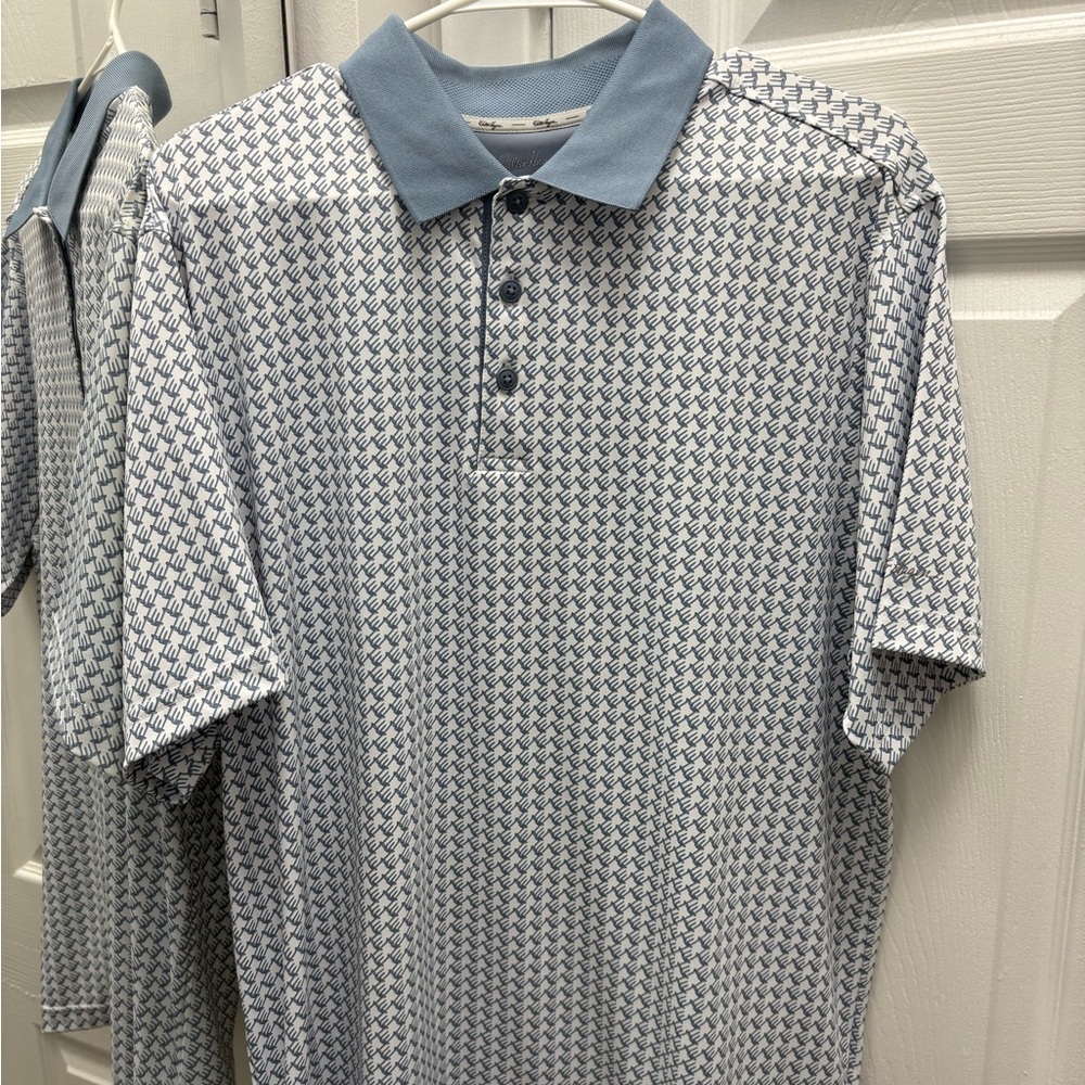Walter Hagen Men's Blue Patterned Golf Polo Shirt